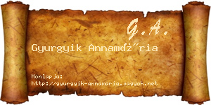 Gyurgyik Annamária névjegykártya